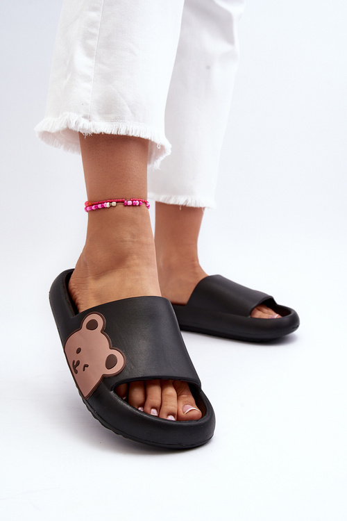 Жіночі легкі пінопластові тапочки з мотивом ведмедя, чорний Parisso