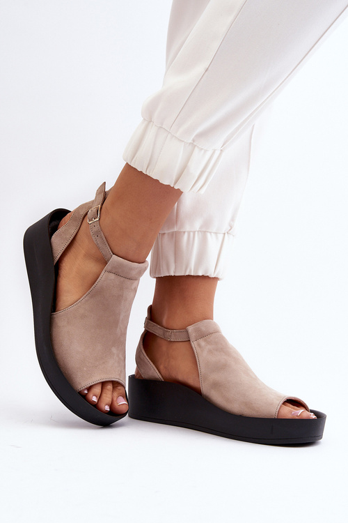 Жіночі замшеві босоніжки Zazoo 2914 бежеві