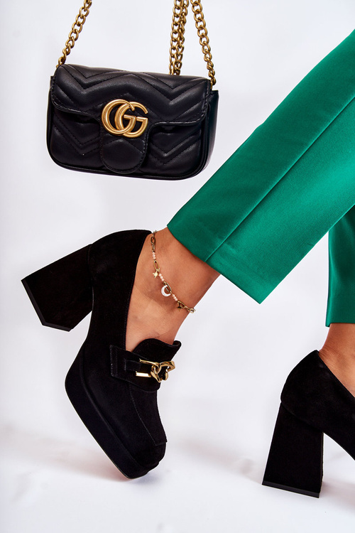 Замшеві туфлі з декоративним ланцюжком Laura Messi 2444 Чорні