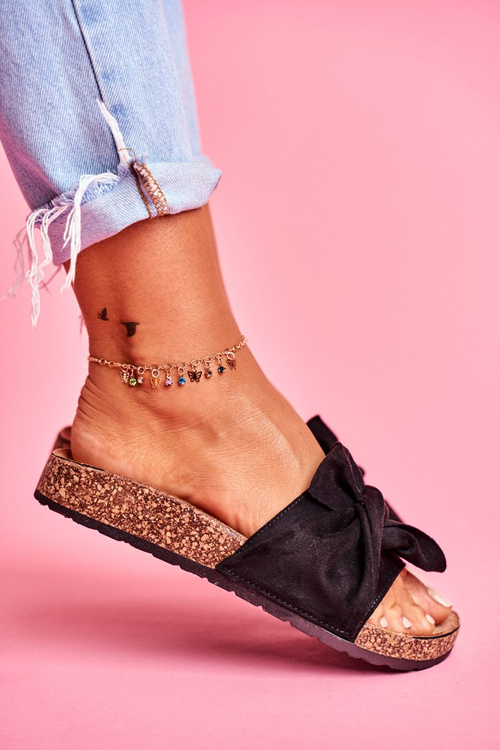 Жіночі пробкові шльопанці Bows Black Felis