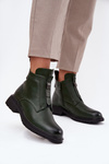 Зігріті жіночі черевики на блискавці з декоративним елементом темно-зелений Roselle