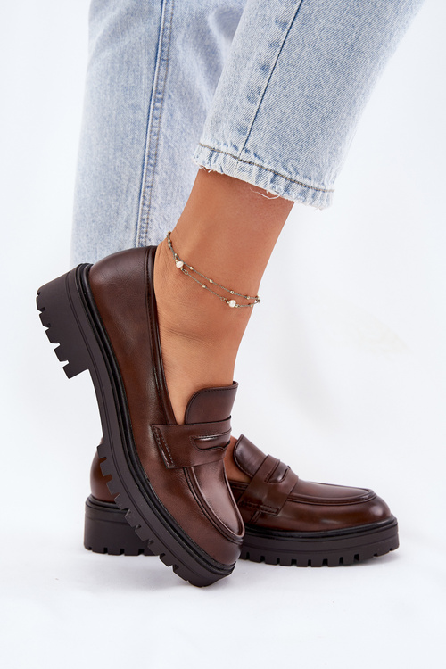 Класичні Жіночі Мокасини З Еко Шкіри Коричневі Enticca