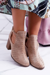 Жіночі весняні ажурні чоботи на підборах бежеві GoodDay