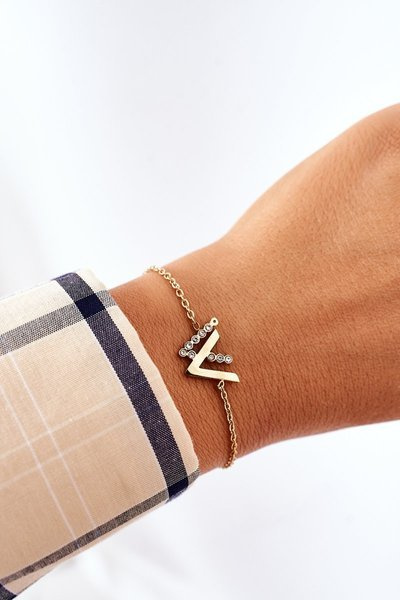 Браслет-ланцюжок із золотим кубічним цирконієм