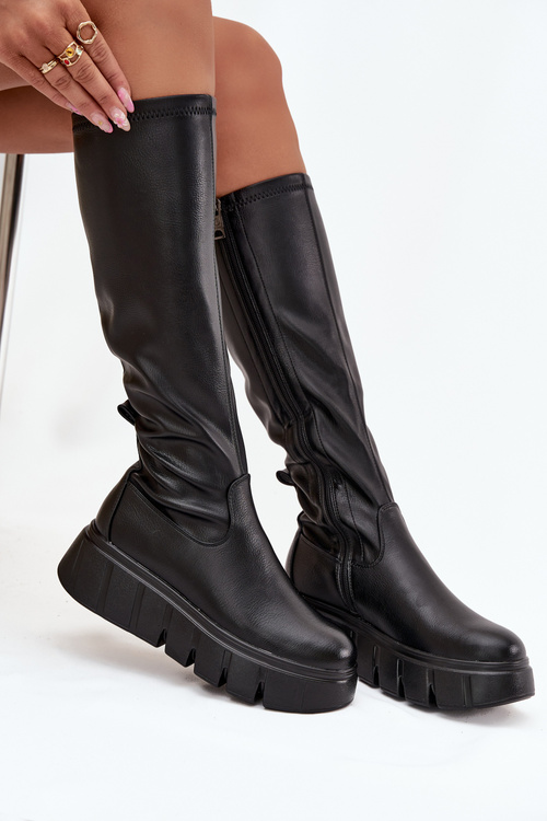 Жіночі чоботи на платформі з блискавкою Vinceza 58553 Чорні