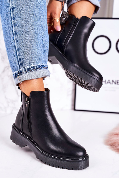 Жіночі утеплені чоботи на гумовій підошві Black Moon Walk