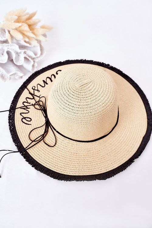 Плетений капелюх BRUNO ROSSI Hello Sunshine Beige-Black