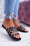 Чорні жіночі шльопанці зі стразами Fergo Crystals