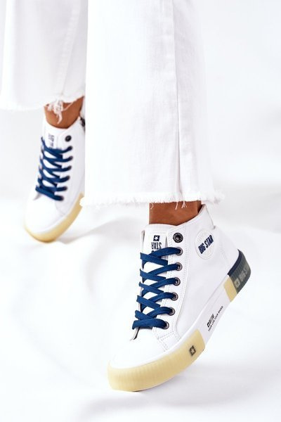 Жіночі шкіряні високі кросівки Big Star II274137 Білі