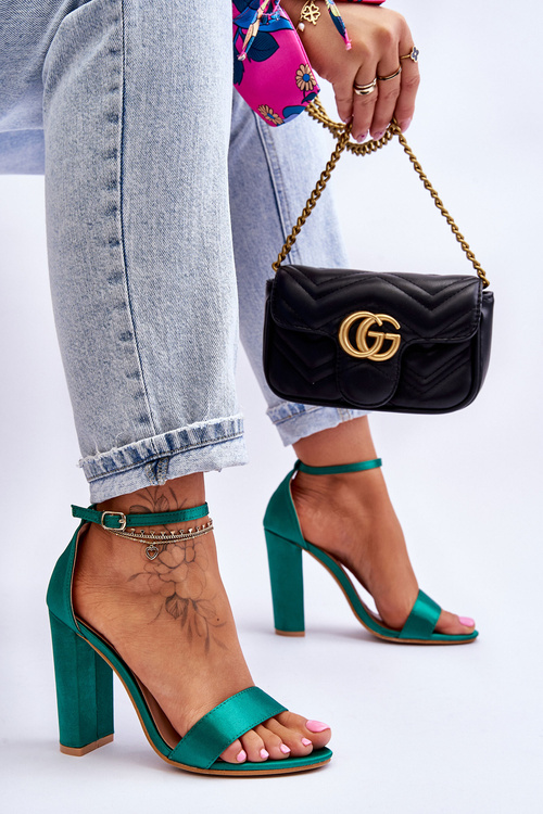 Атласні босоніжки на високих підборах Green Linsy