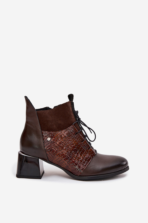 Zazoo 60503 Шкіряні ботильйони на підборах з обігрівом шоколадні