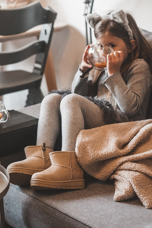 Чоботи дитячі утеплені на блискавці Бежеві Велика Зірка MM374098