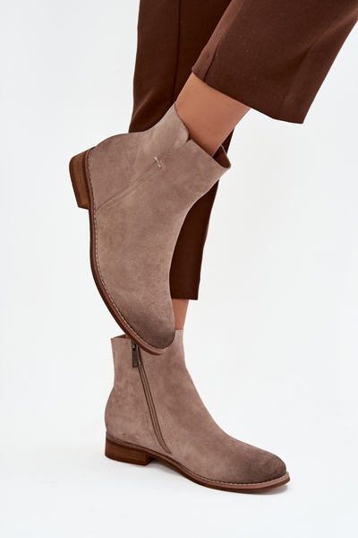 Жіночі чоботи на плоскому підборі Vinceza 39961 бежеві