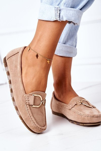 Жіночі замшеві лофери світло-коричневі Downtown