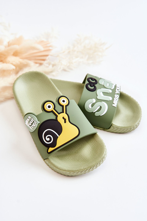 Світлі дитячі тапочки Зелений Равлик
