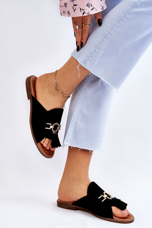 Жіночі замшеві тапочки Lewski Shoes 3226 Чорні