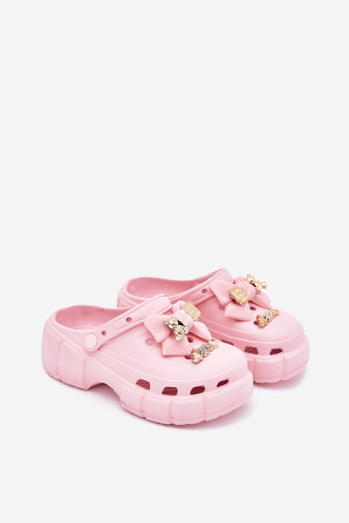 Дитячі Тапочки Для Дівчаток З Піни З Бантом І Декораціями Рожеві Selvana