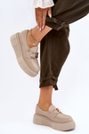Модні шкіряні туфлі на платформі Beige Marsol 