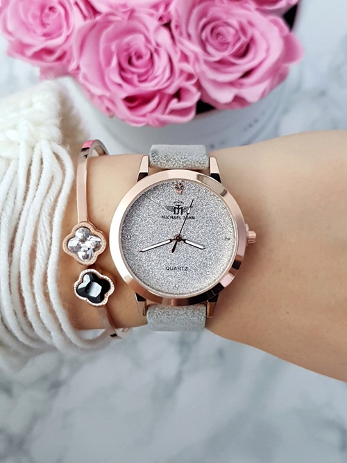 Жіночий годинник Michael John Evento Grey Suede Strap Brocade