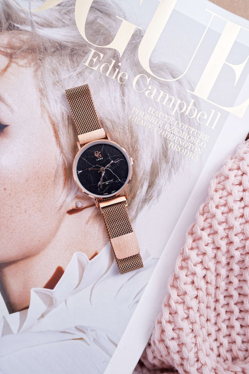 Жіночий годинник GG Luxe Pink Gold Black Dial Bemas