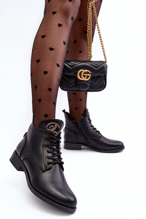 Шкіряні жіночі напівчоботи з декором Black Attiame