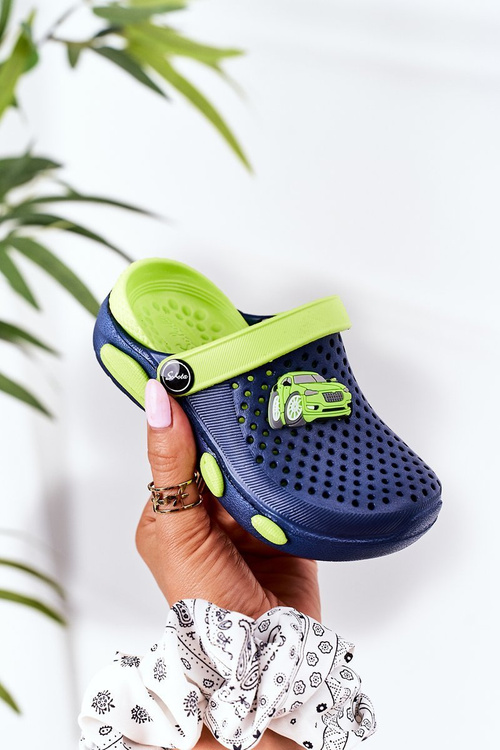 Дитячі поролонові тапочки Crocs Navy Blue-Green Oliver
