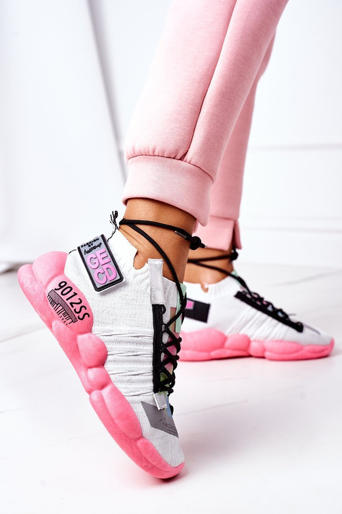 Жіноче спортивне взуття Кросівки біло-рожеві Bubble Tea