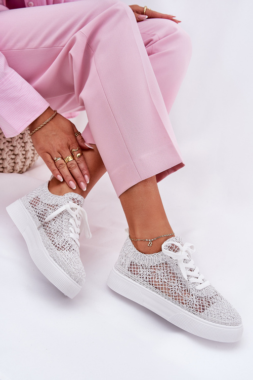 Ажурні Жіночі Кросівки На Платформі Білі Aranelith