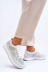 Жіноче шкіряне ажурне спортивне взуття білого кольору Marea