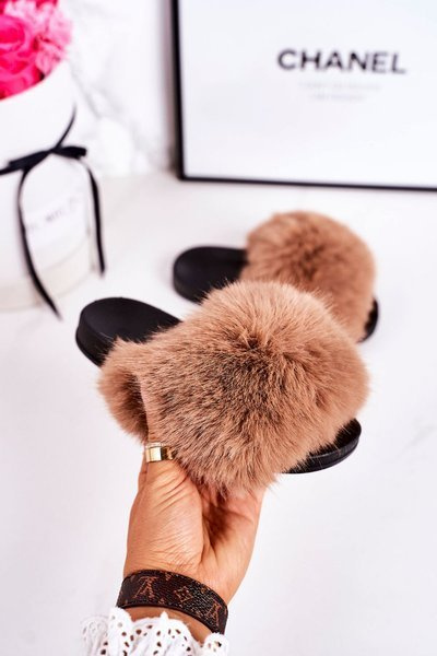 Дитячі тапочки з хутром Світло-коричневі Fashionista