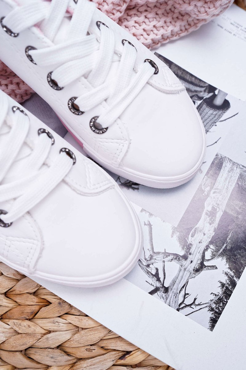 Жіночі кросівки біло-рожеві на ремінці Nigrid2