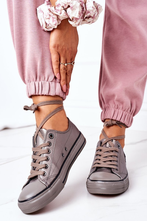 Жіночі шкіряні кросівки BIG STAR II274003 Олов'яні