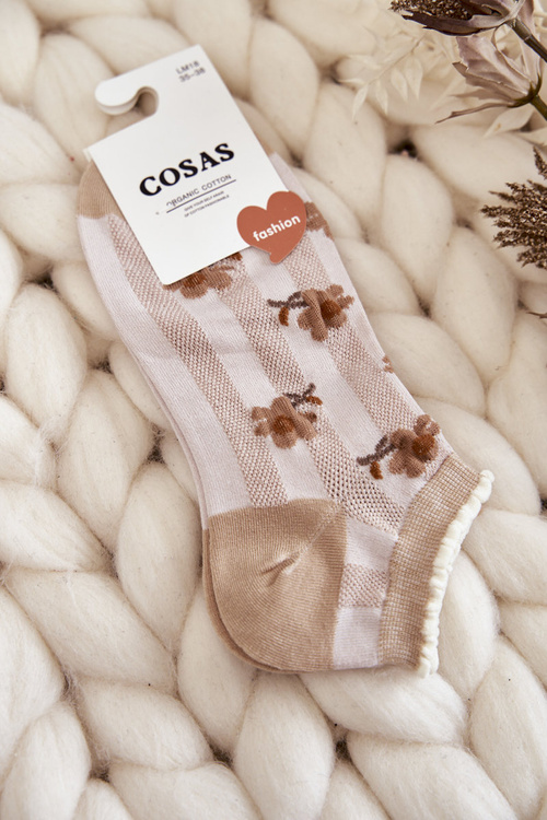 Жіночі шкарпетки з квітами Cosas Beige