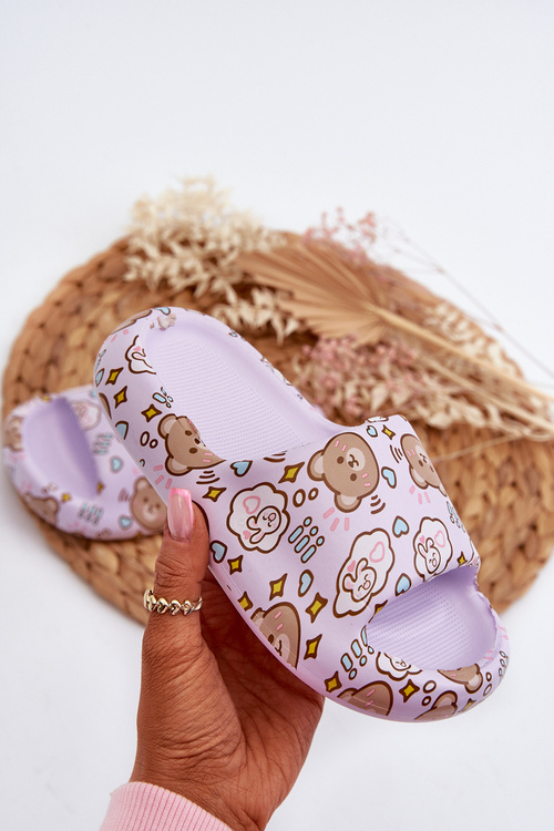 Дитячі легкі тапочки з ведмедиками фіолетового кольору Evitrapa