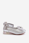 Дитячі балетки зі срібним бантом Nanthea