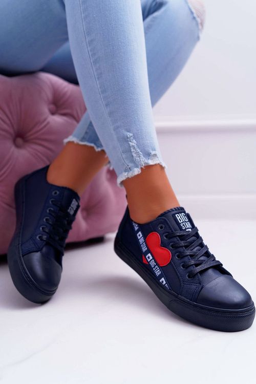 Жіночі кросівки Big Star темно-сині з сердечком EE274258