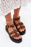 Жіночі Сандалі На Платформі З Золотим Детаєм Леопард Fevire