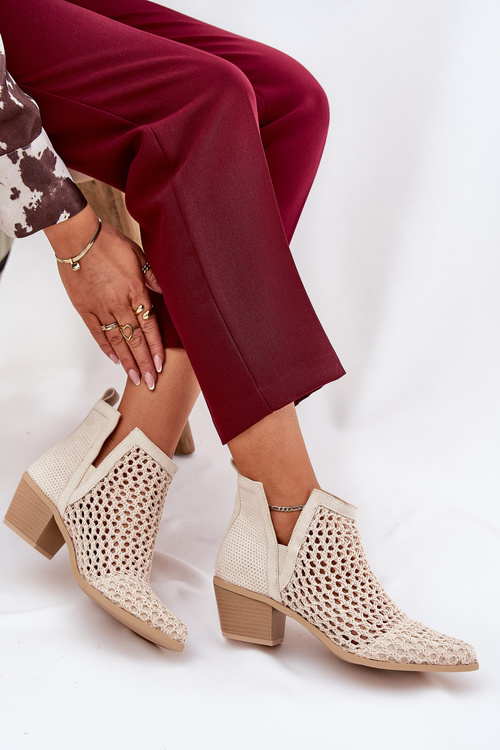 Жіночі Чоботи З Вирізами Та Плетінням Світло-бежеві Tulifedi