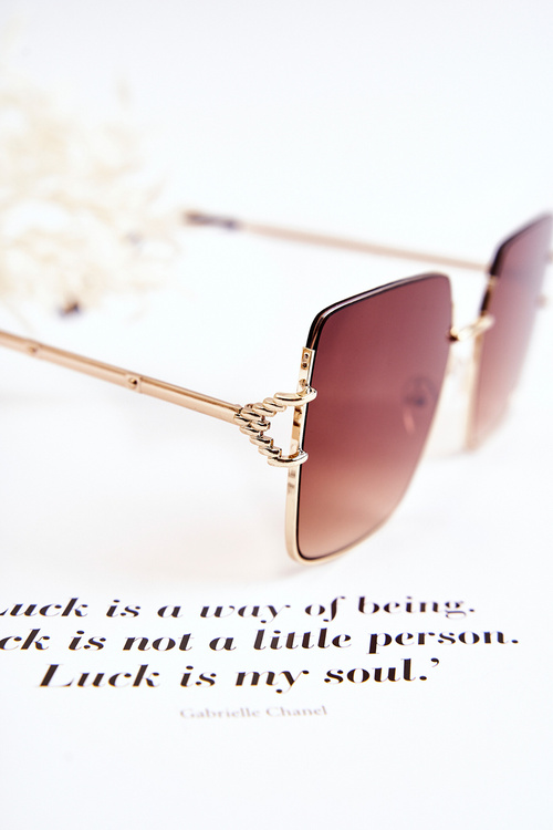 Сонцезахисні окуляри великі V160020 коричнево-золоті