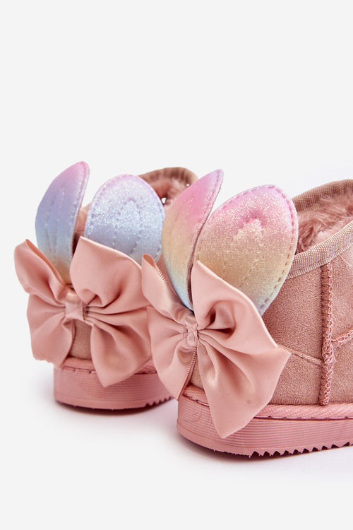 Снігові черевики для дівчинки на підкладці зі стрічками Meriva рожевого кольору