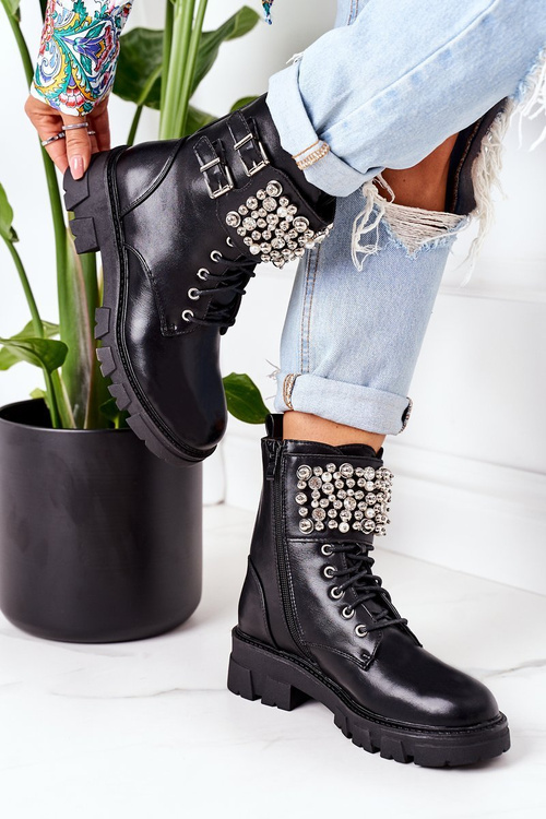 Утеплені чоботи з перлами Чорні зараз або ніколи