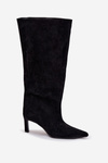 Жіночі чоботи з еко замшу на шпильці чорні Phelin