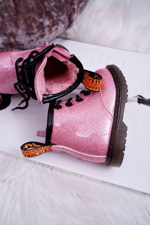 Дитячі утеплені черевики на блискавці Лакована парча Рожевий Містор