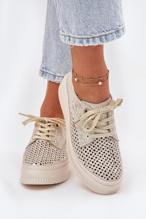 Замшеві Жіночі Черевики На Платформі Artiker 56C2108 Бежево-Золоті