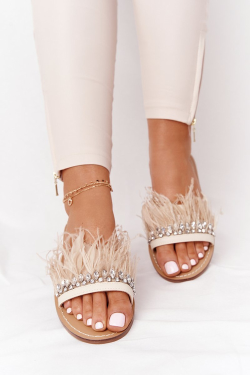 Тапочки з пір'ям Lu Boo Beige