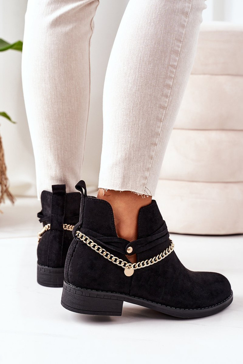 Замшеві черевики з ланцюжком Чорні Elvira