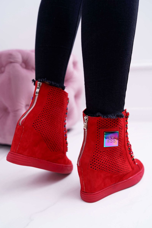 Жіночі кросівки Lu Boo Ажурні замшеві Red Clamma