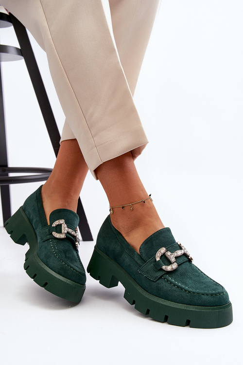 Жіночі лофери з декором Green Ellise