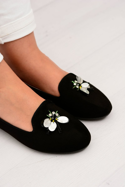 Замшеві чорні жіночі балетки Lords на шнурівці Veni