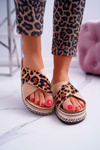 Жіночі шльопанці на платформі Camel Leopard Greta